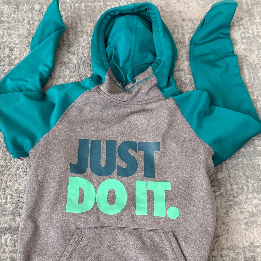 Nike Kids Hoodie in Teal and Gray